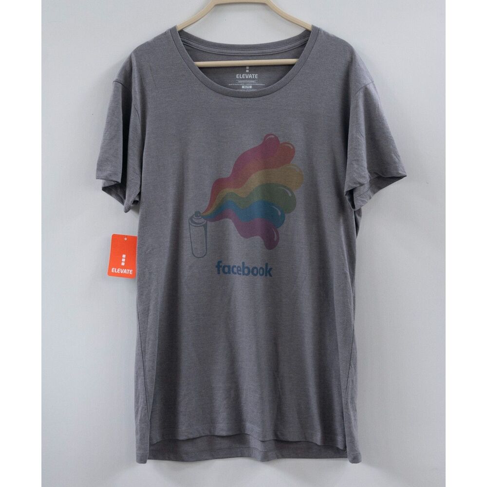 NWT Facebook Diversity Rainbow Spray Can Elevate Gray T-Shirt Size XL Rare